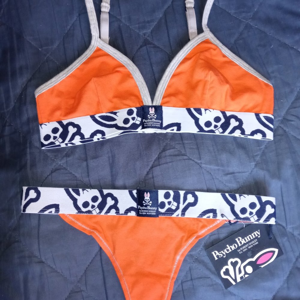 PSYCHO BUNNY- Bralette( Size S) & Matching Thong (Xs) Set.